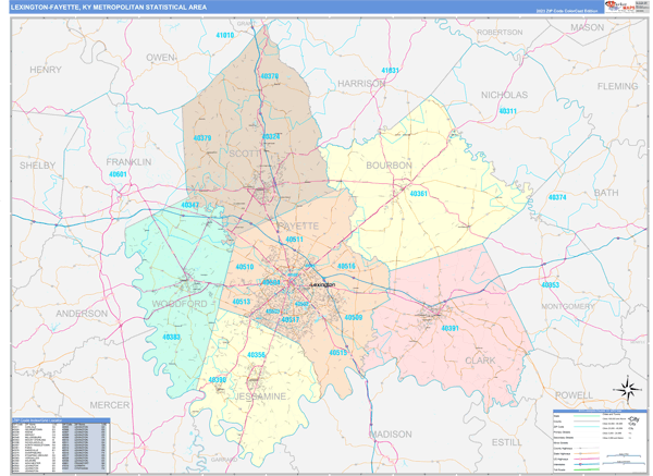 Lexington-Fayette Metro Area Wall Map